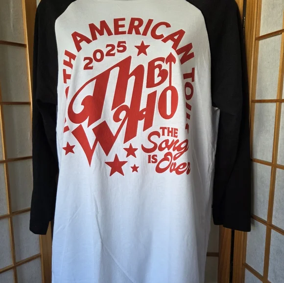 NEW WOMENS "THE WHO" LAST US TOUR 2025 WHITE WITH BLACK LONG SLEEVES TOP MEDIUM - Picture 2 of 4